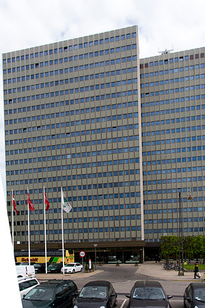 Our Hotel - our room is on the top floor 4th from left